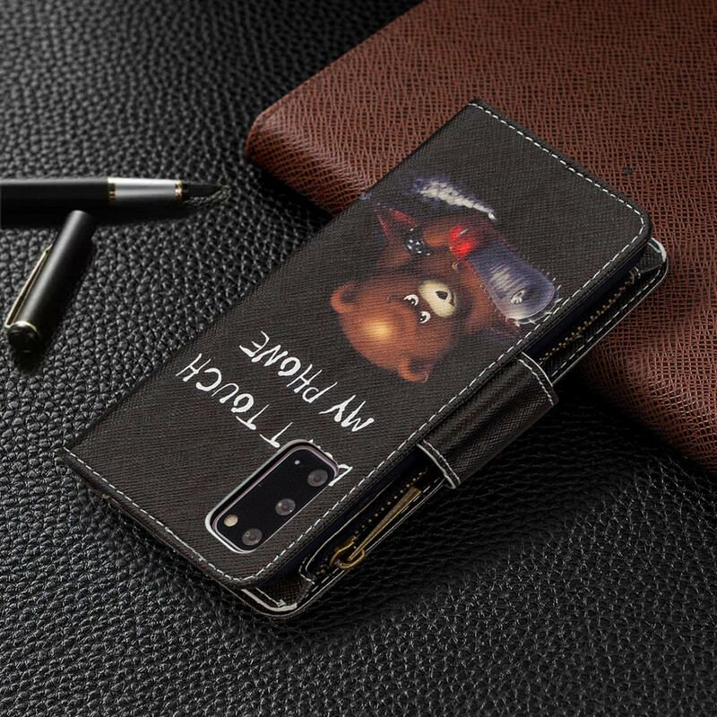 Capa Folio Para Samsung Galaxy S20 Urso De Bolso Com Zíper