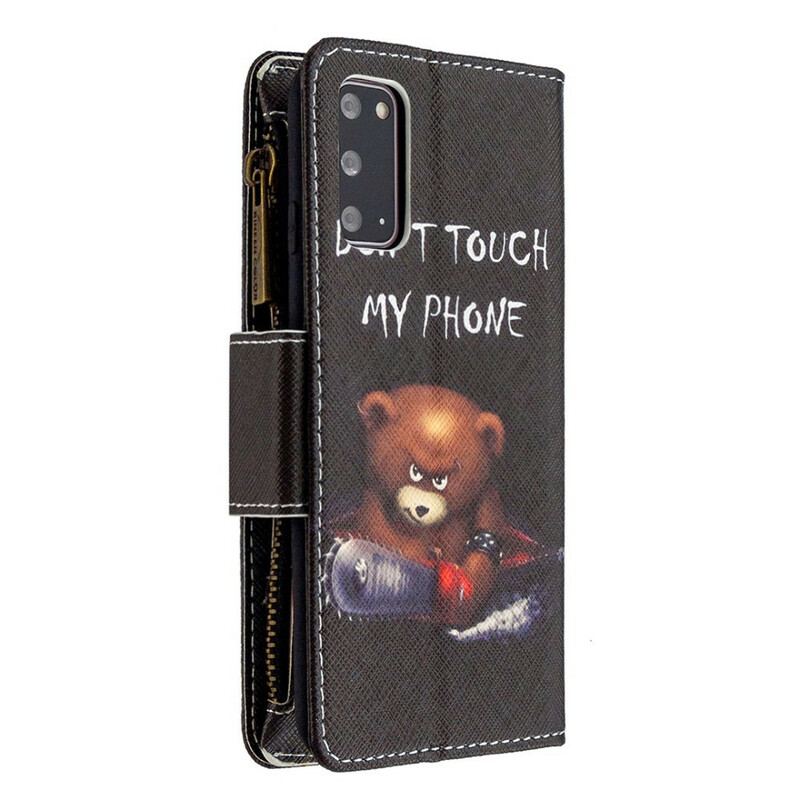 Capa Folio Para Samsung Galaxy S20 Urso De Bolso Com Zíper