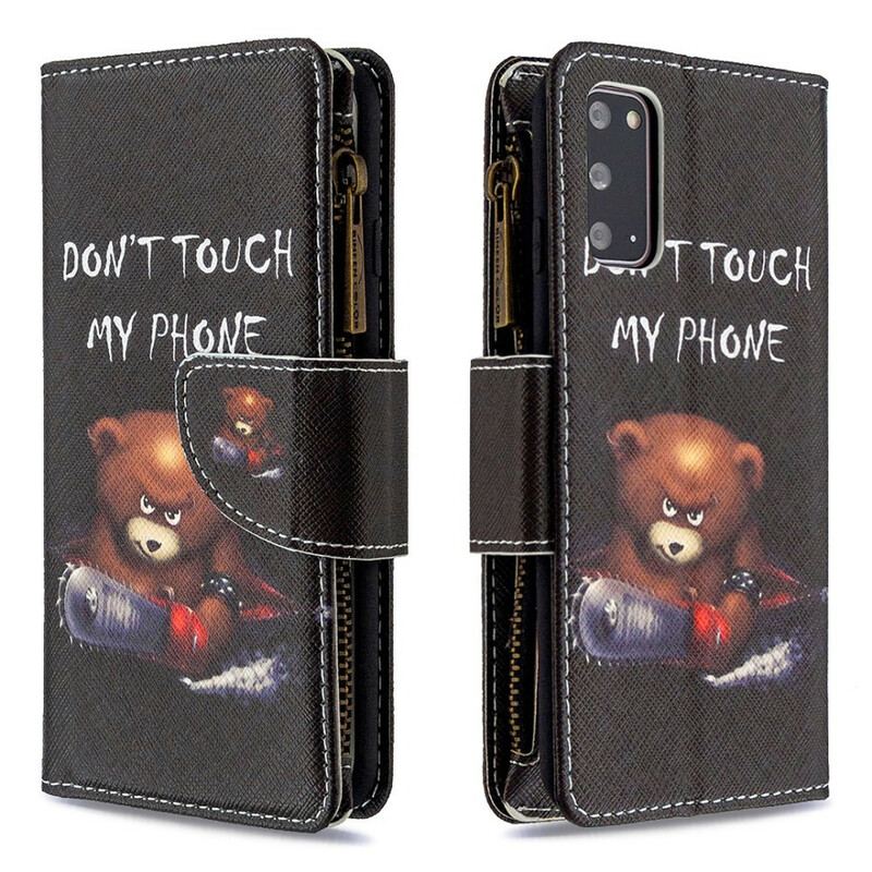 Capa Folio Para Samsung Galaxy S20 Urso De Bolso Com Zíper