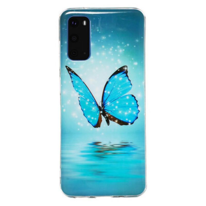 Capa Para Samsung Galaxy S20 Borboleta Azul Fluorescente