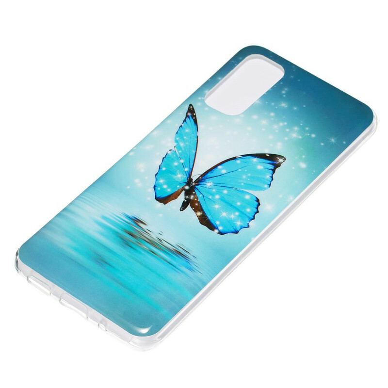 Capa Para Samsung Galaxy S20 Borboleta Azul Fluorescente