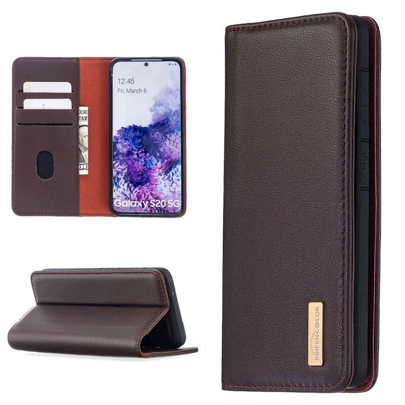 Capa Para Samsung Galaxy S20 Flip Couro Genuíno Destacável