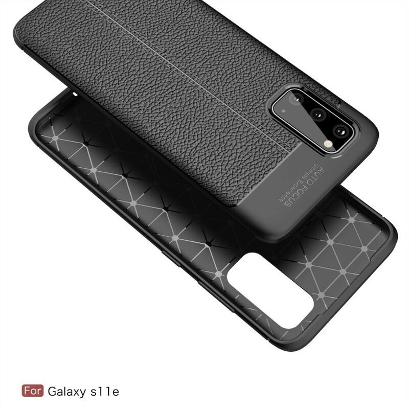 Capa Para Samsung Galaxy S20 Linha Dupla Efeito Couro Litchi