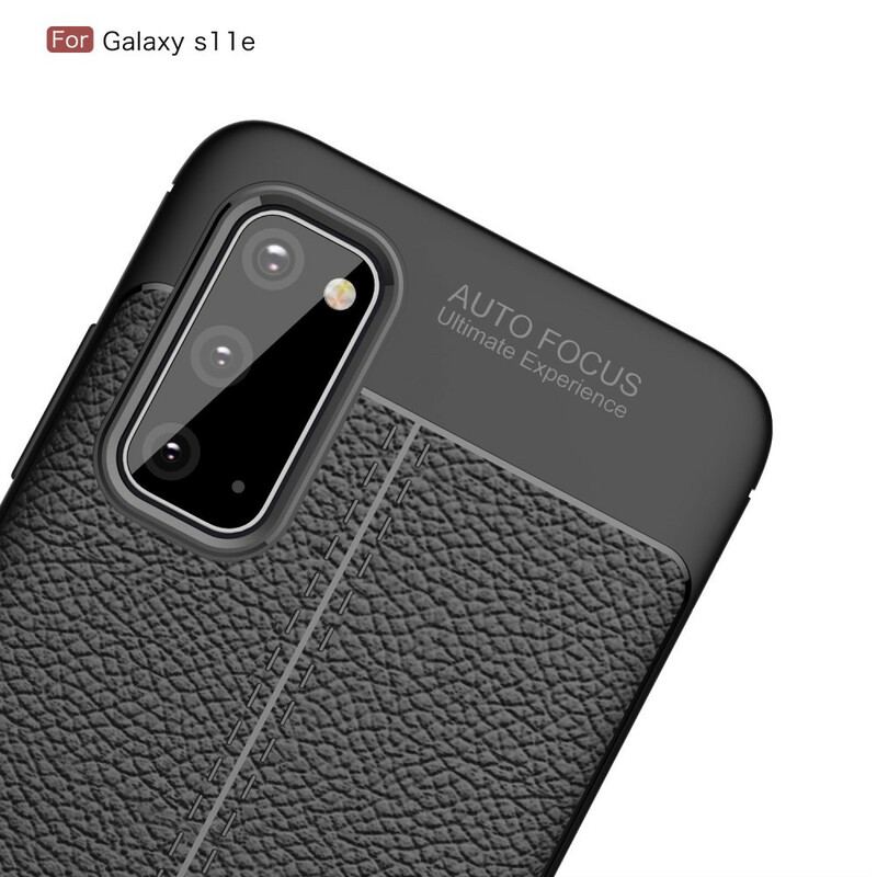 Capa Para Samsung Galaxy S20 Linha Dupla Efeito Couro Litchi