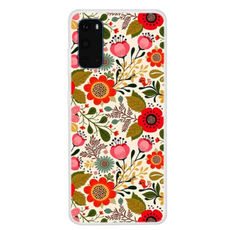 Capa Para Samsung Galaxy S20 Tapeçaria Floral