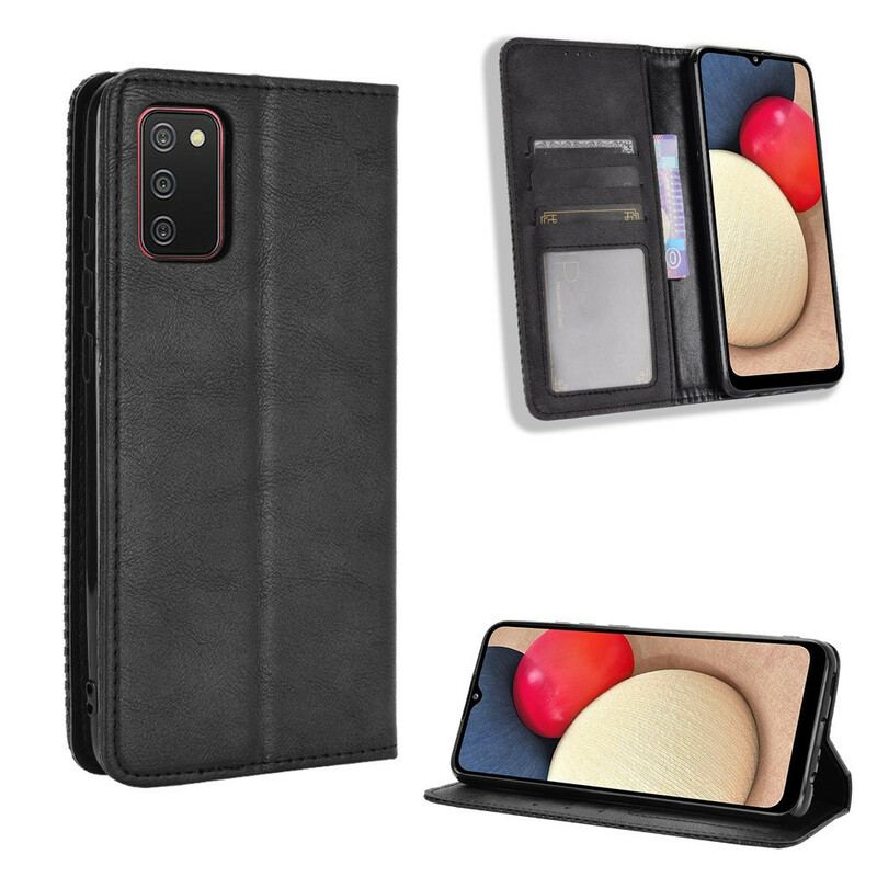 Capa De Celular Para Samsung Galaxy A02s Flip Efeito Couro Vintage Estilizado