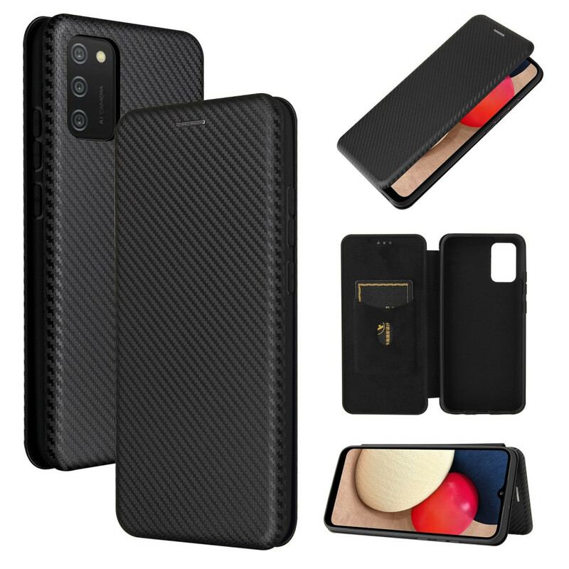 Capa De Celular Para Samsung Galaxy A02s Flip Fibra De Carbono