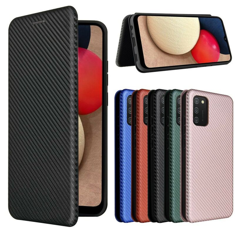 Capa De Celular Para Samsung Galaxy A02s Flip Fibra De Carbono