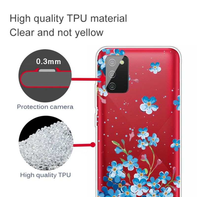 Capa De Celular Para Samsung Galaxy A02s Flores Azuis