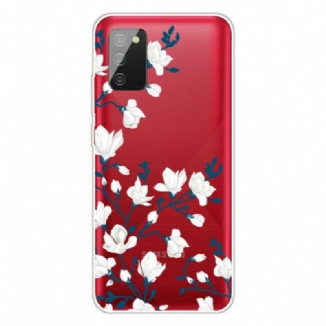 Capa De Celular Para Samsung Galaxy A02s Flores Brancas