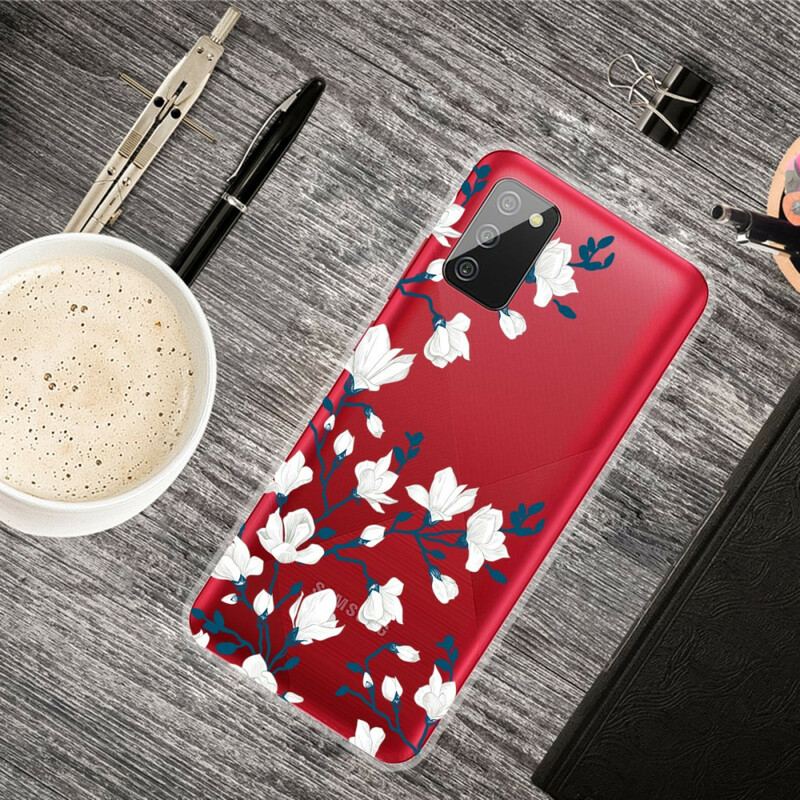 Capa De Celular Para Samsung Galaxy A02s Flores Brancas