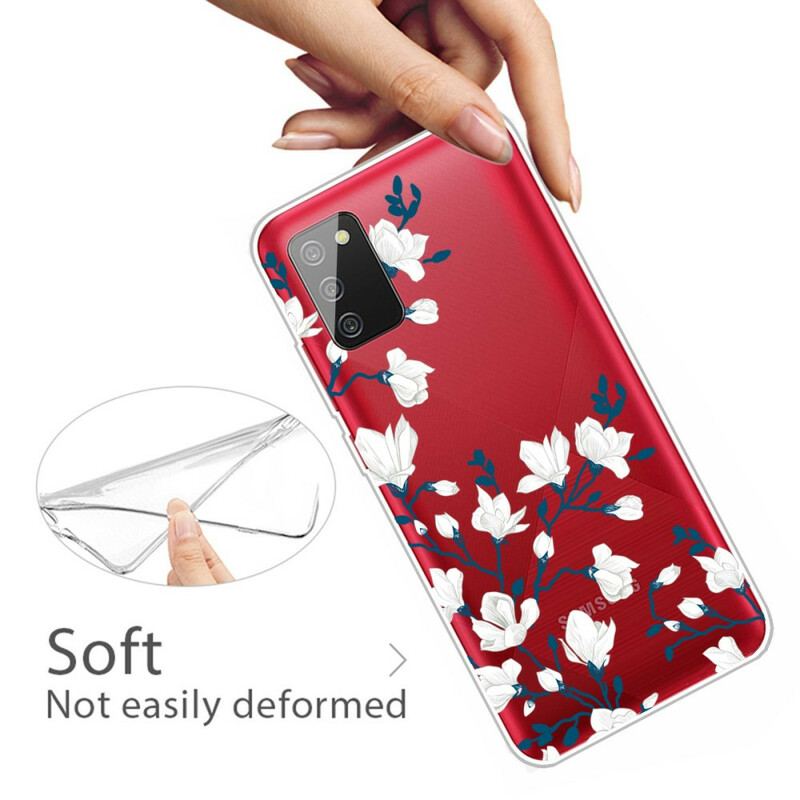 Capa De Celular Para Samsung Galaxy A02s Flores Brancas