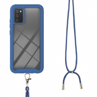 Capa De Celular Para Samsung Galaxy A02s Híbrido Com Cordão E Contorno Colorido