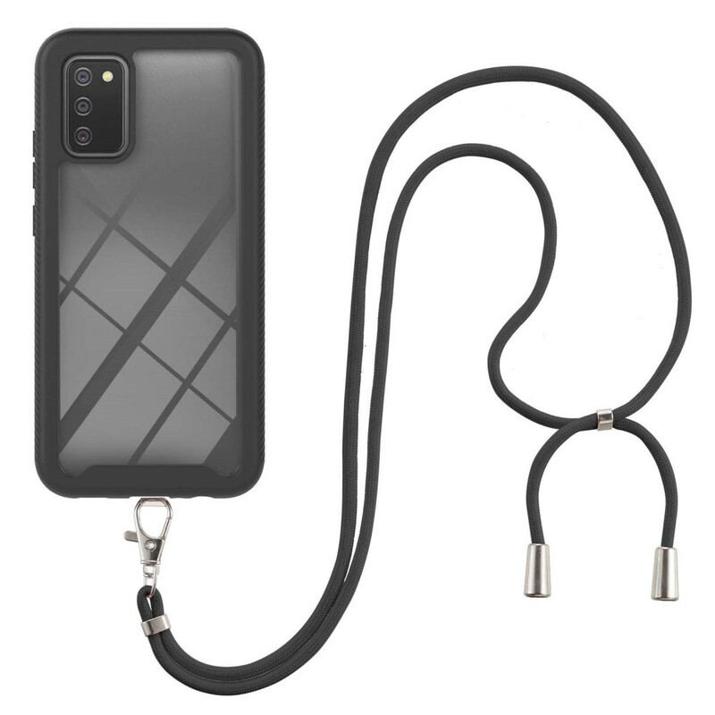 Capa De Celular Para Samsung Galaxy A02s Híbrido Com Cordão E Contorno Colorido