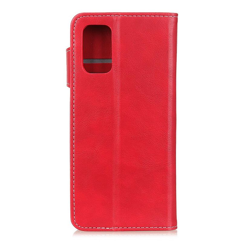 Capa De Couro Para Samsung Galaxy A02s Botão Artístico E Costuras