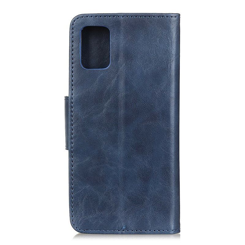 Capa De Couro Para Samsung Galaxy A02s Fecho Reversível De Couro Rachado