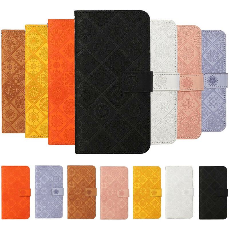 Capa De Couro Para Samsung Galaxy A02s Padrão De Tapeçaria