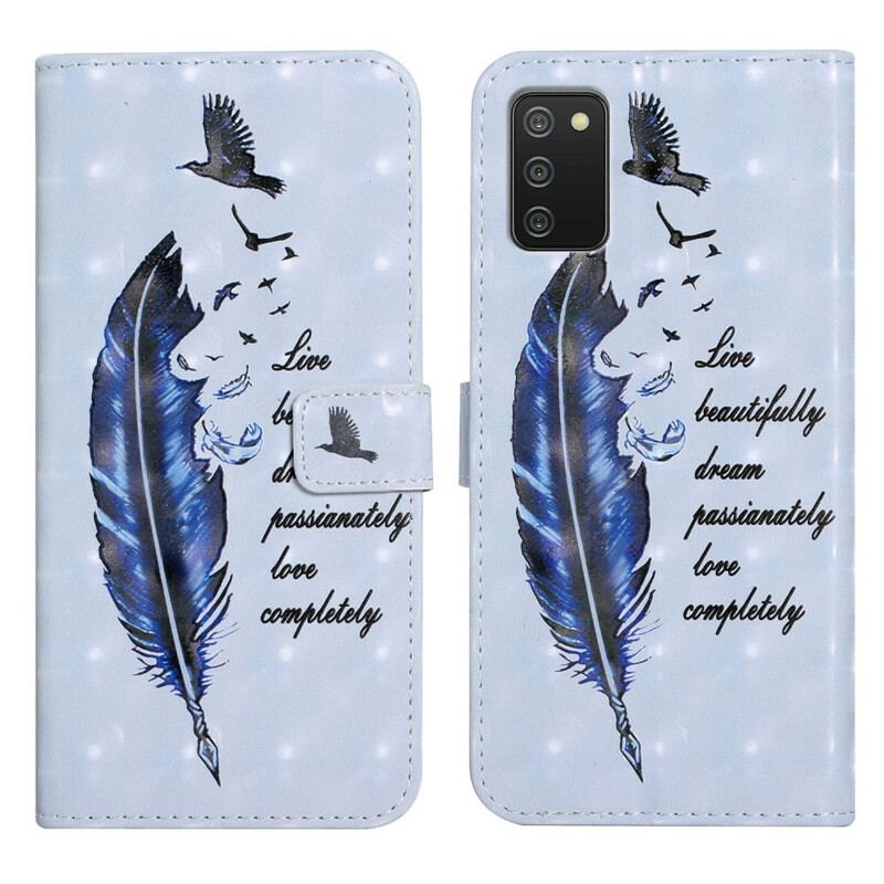 Capa De Couro Para Samsung Galaxy A02s Pena Antes De Voar