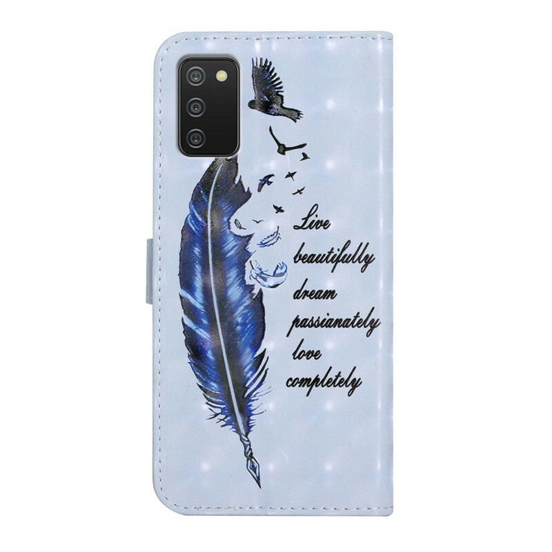 Capa De Couro Para Samsung Galaxy A02s Pena Antes De Voar