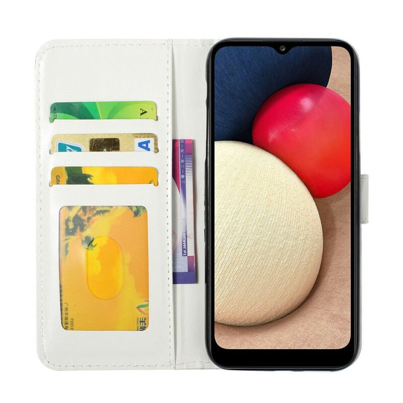 Capa De Couro Para Samsung Galaxy A02s Pena Antes De Voar