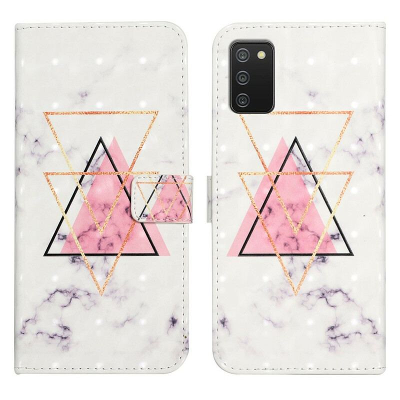 Capa De Couro Para Samsung Galaxy A02s Triângulo De Lantejoulas