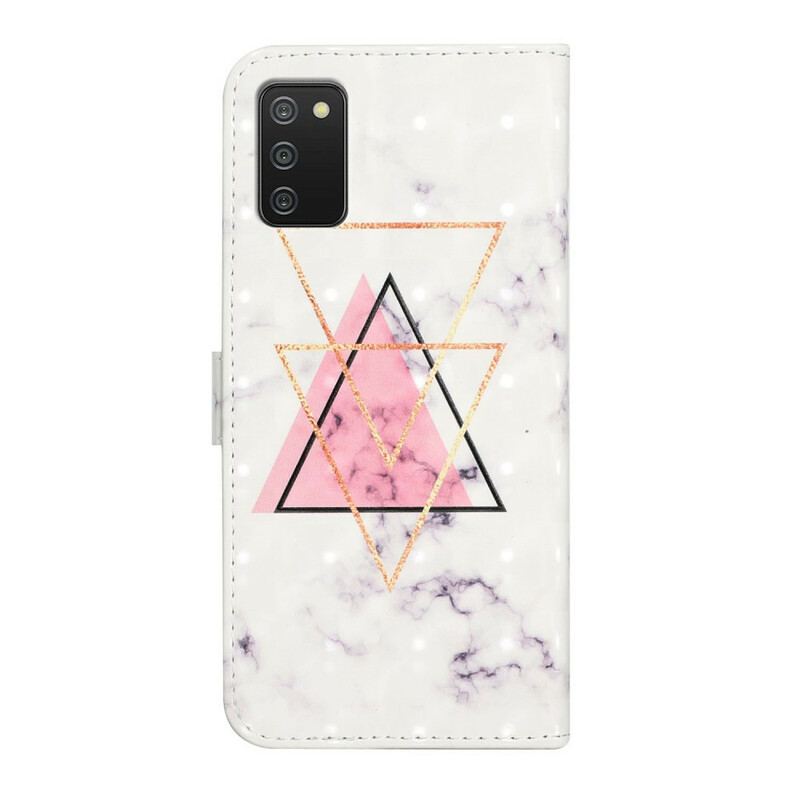 Capa De Couro Para Samsung Galaxy A02s Triângulo De Lantejoulas