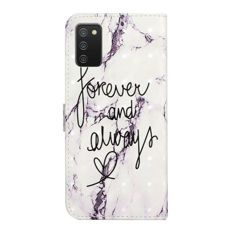 Capa Em Pele Para Samsung Galaxy A02s Mármore Para Sempre E Sempre