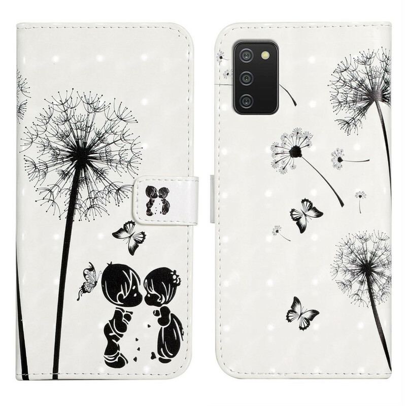 Capa Flip Para Samsung Galaxy A02s Bebê Amor Dente De Leão