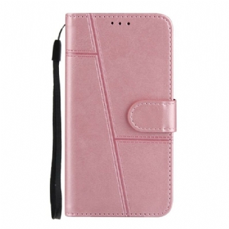 Capa Flip Para Samsung Galaxy A02s De Cordão Strappy Geo Leather Effect