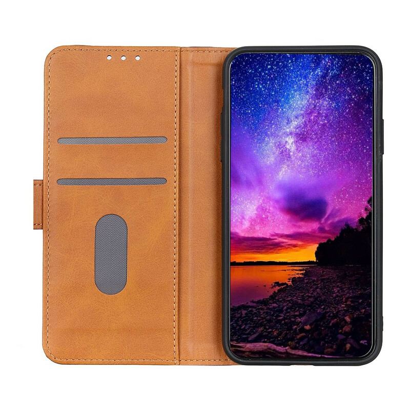 Capa Flip Para Samsung Galaxy A02s Costuras Efeito Couro Lichia