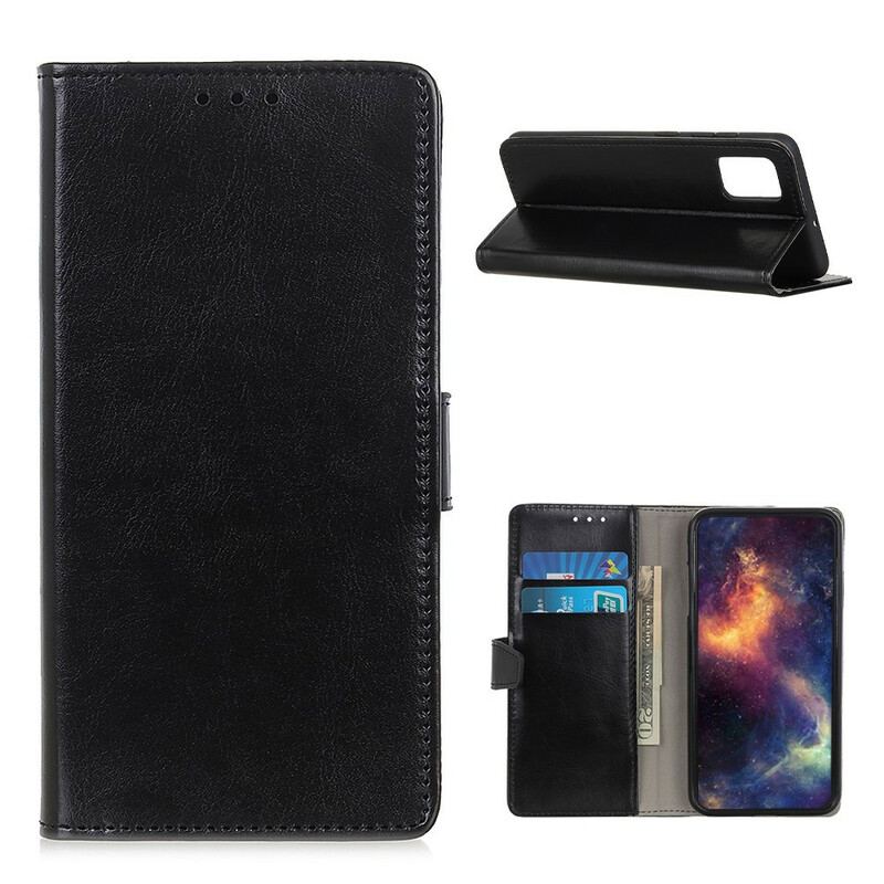 Capa Flip Para Samsung Galaxy A02s Efeito Couro Brilhante Simples