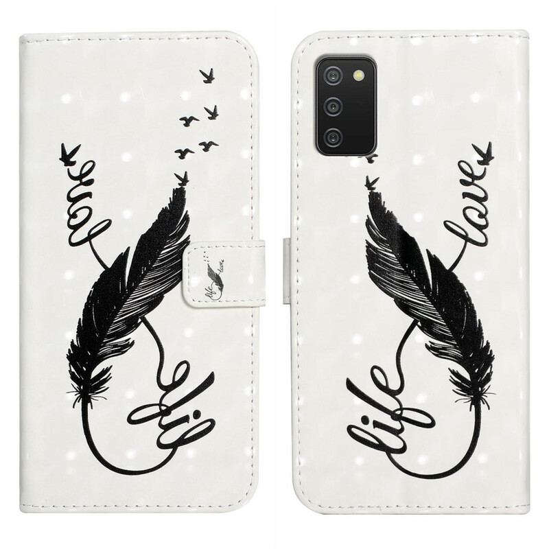 Capa Flip Para Samsung Galaxy A02s Pena Vida E Amor