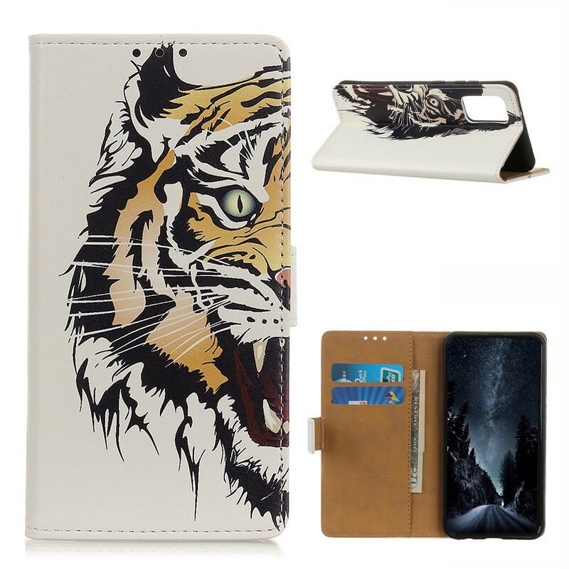 Capa Folio Para Samsung Galaxy A02s Tigre Feroz