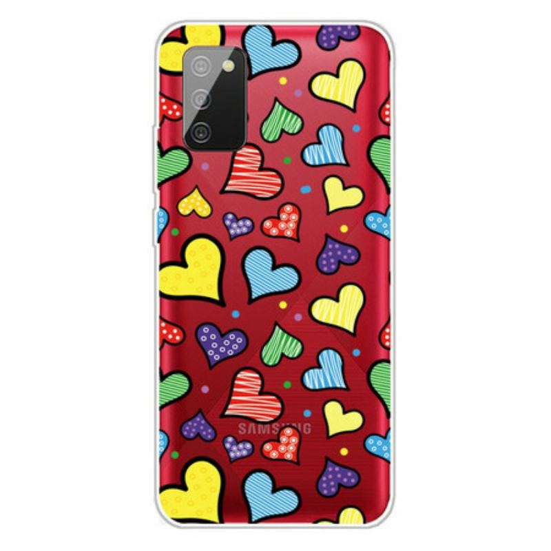 Capa Para Samsung Galaxy A02s Corações Multicoloridos