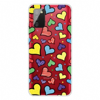 Capa Para Samsung Galaxy A02s Corações Multicoloridos