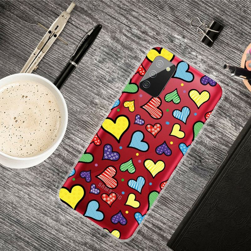 Capa Para Samsung Galaxy A02s Corações Multicoloridos