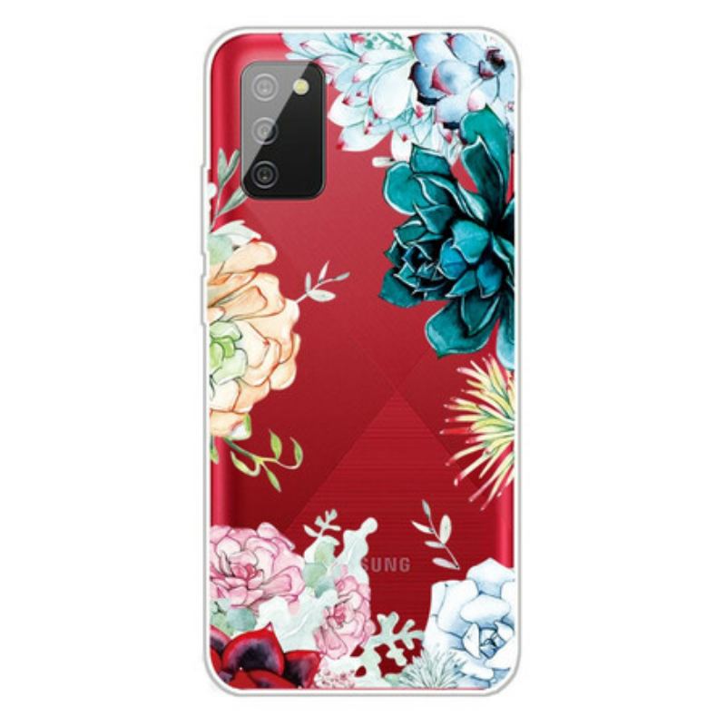 Capa Para Samsung Galaxy A02s Flores Em Aquarela Sem Costura