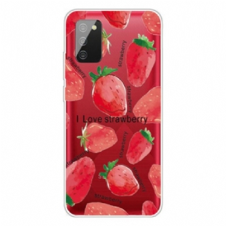 Capa Para Samsung Galaxy A02s Morangos / Eu Amo Morango