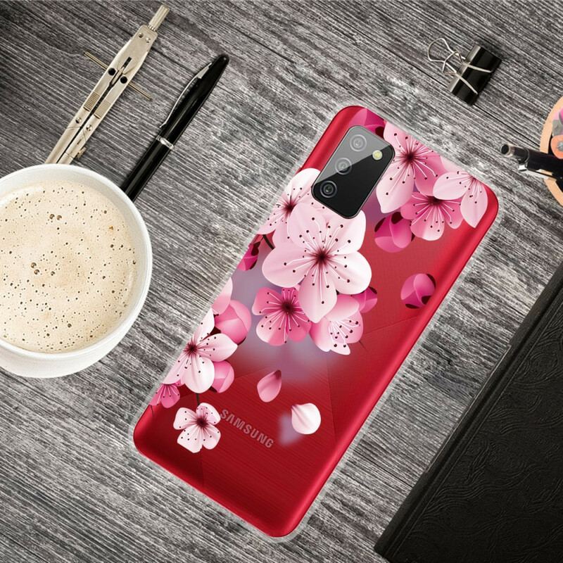 Capa Para Samsung Galaxy A02s Pequenas Flores Cor De Rosa