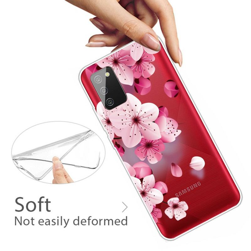 Capa Para Samsung Galaxy A02s Pequenas Flores Cor De Rosa