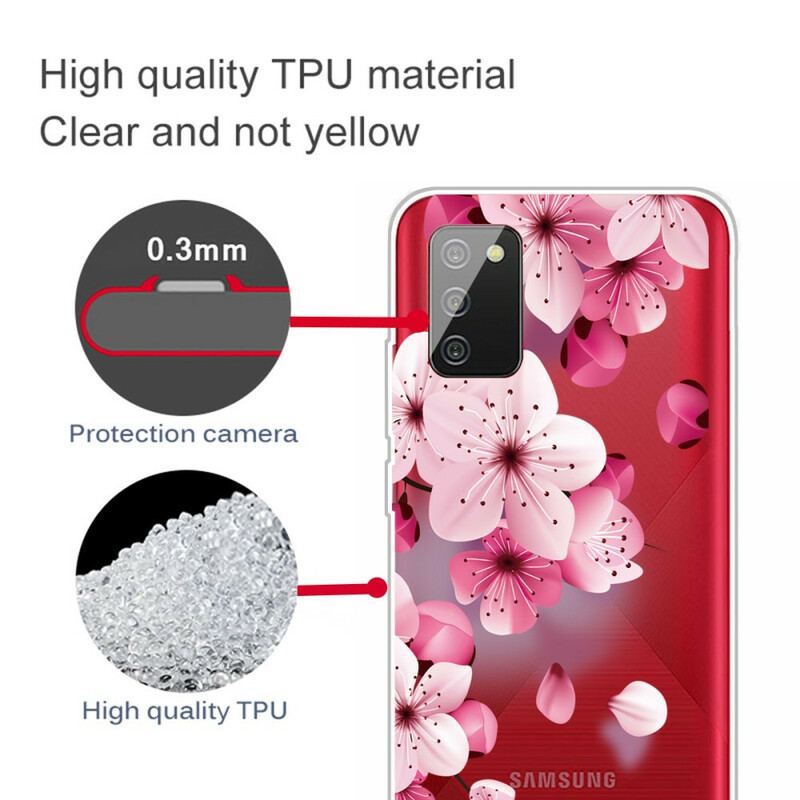 Capa Para Samsung Galaxy A02s Pequenas Flores Cor De Rosa