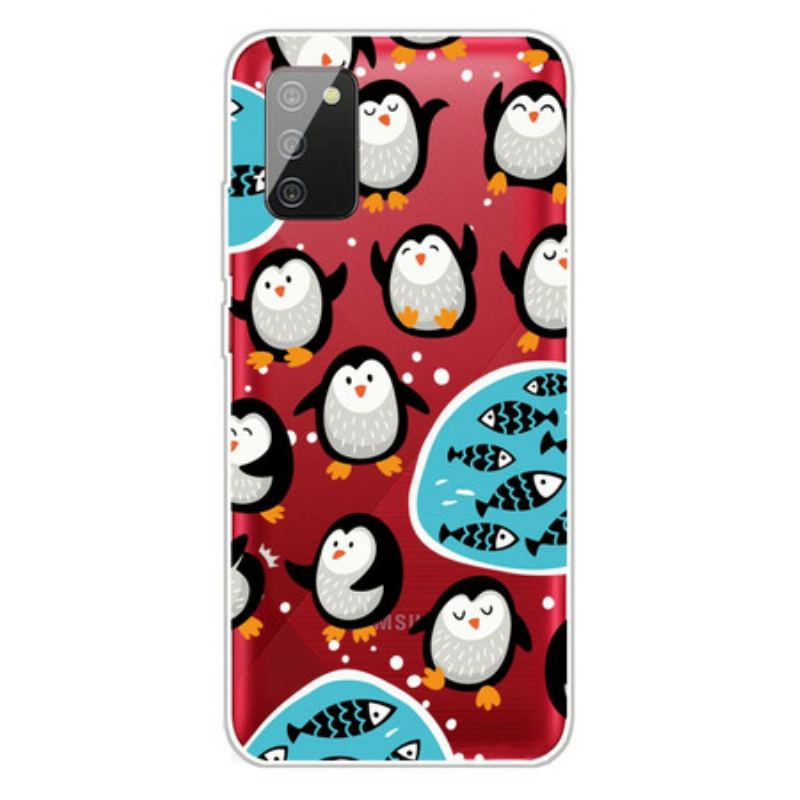 Capa Para Samsung Galaxy A02s Pinguins E Peixes