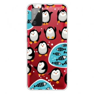 Capa Para Samsung Galaxy A02s Pinguins E Peixes