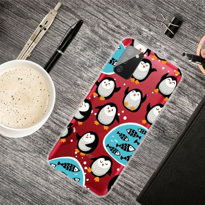 Capa Para Samsung Galaxy A02s Pinguins E Peixes