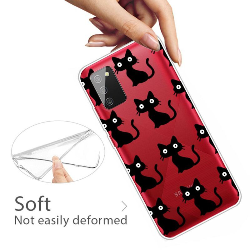 Capa Para Samsung Galaxy A02s Vários Gatos Pretos