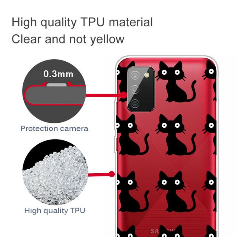 Capa Para Samsung Galaxy A02s Vários Gatos Pretos