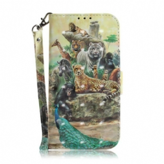 Capa Em Pele Para Sony Xperia L4 De Cordão Animais De Safári Tanga