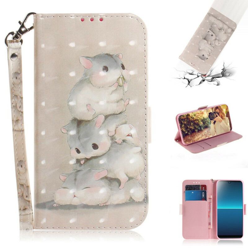 Capa Flip Para Sony Xperia L4 De Cordão Hamsters Tanga