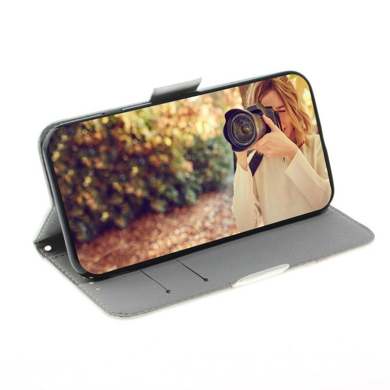 Capa Flip Para Sony Xperia L4 De Cordão Ramo Florido Com Alça