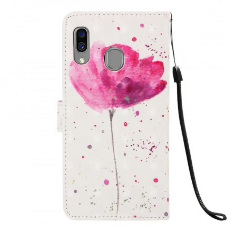 Capa De Celular Capa Em Pele Para Samsung Galaxy A40 Papoula Aquarela